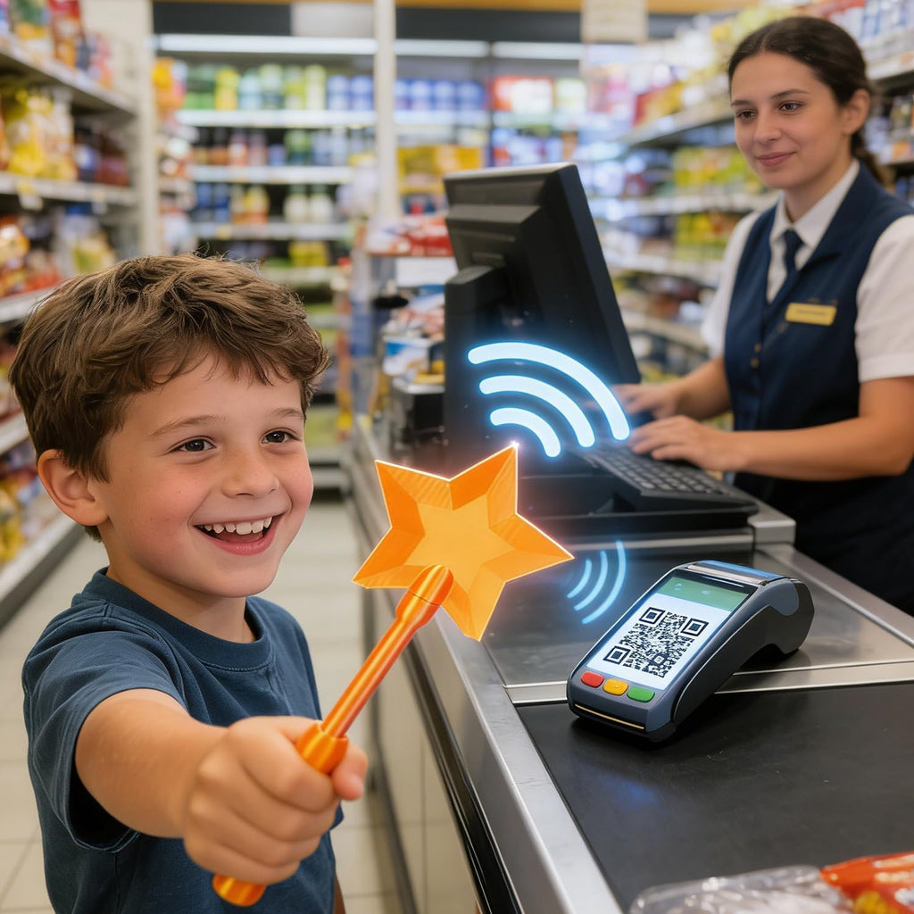 3D Printed Credit Card Wand Tap to Pay, Magic Fairy Pay Wand (Blue)